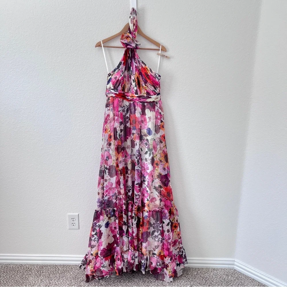 NEW Mac duggal white pink red Floral gown size 10 - Picture 3 of 13